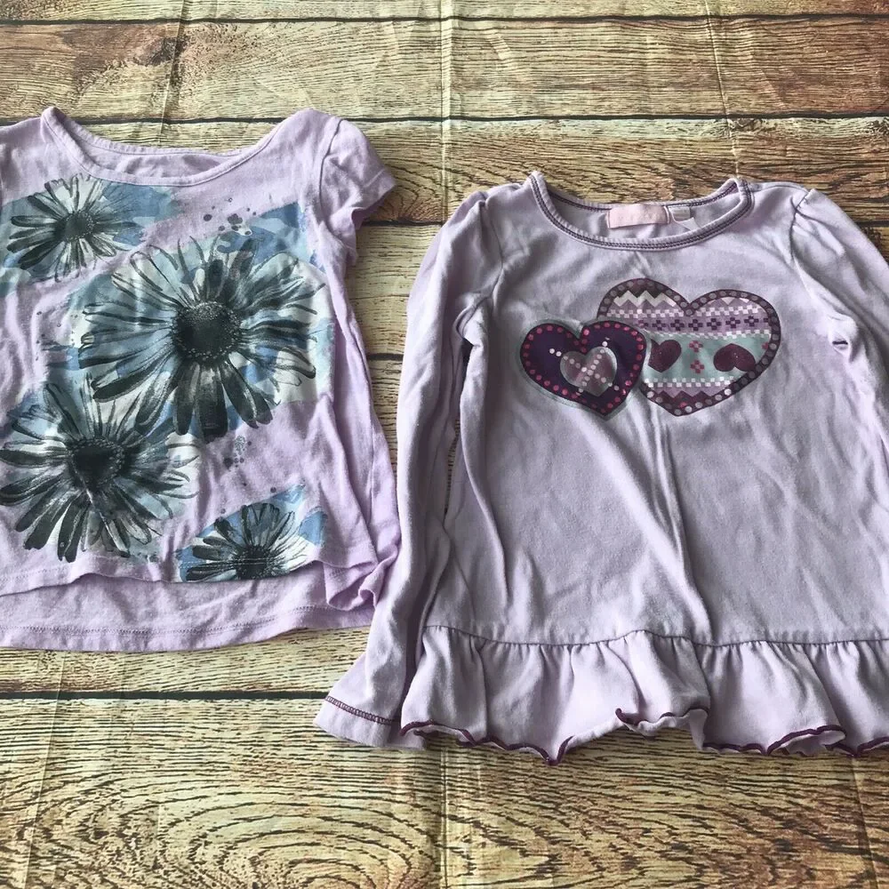 Justice Kids Headquarters Lot of 2 Shirt Bundle Girls' Size 6 Purple